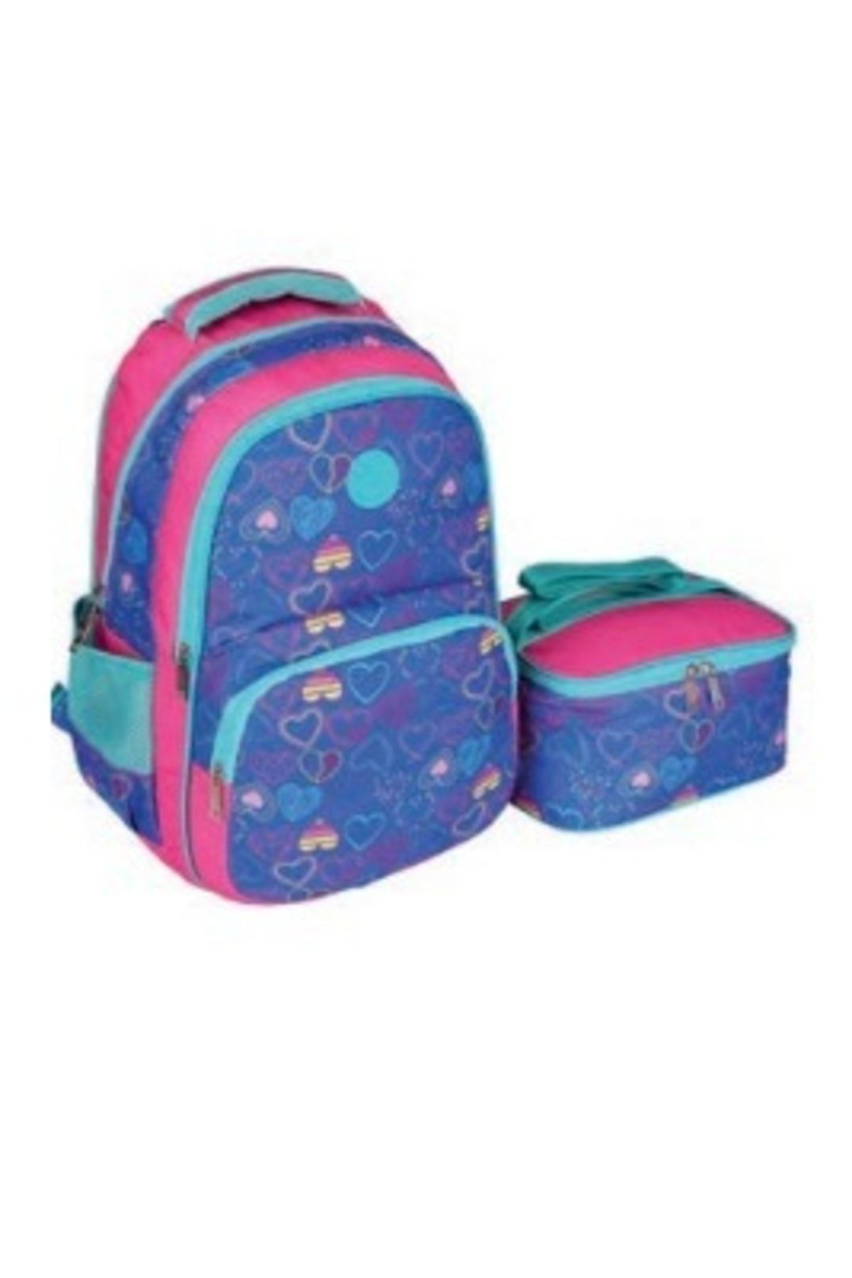 FATELLA Girl Patterned Primary School Backpack and Lunch Box