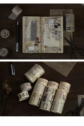Washi Tape / Vintage/retro Desenli Kağıt Bantlar - 4'lü (2cmx3m-3,5cmx3m-5cmx2m-6cmx3m) Pv1000