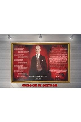 Atatürk Köşesi Makam Arkalığı Milli Levha Lüks Piramit Altın Sarısı Çerçeve ASİL390