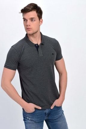 Erkek Lakos Likralı Polo Yaka Kısa Kol T-shirt T-621 - Antrasit - Xl TYC00447018330