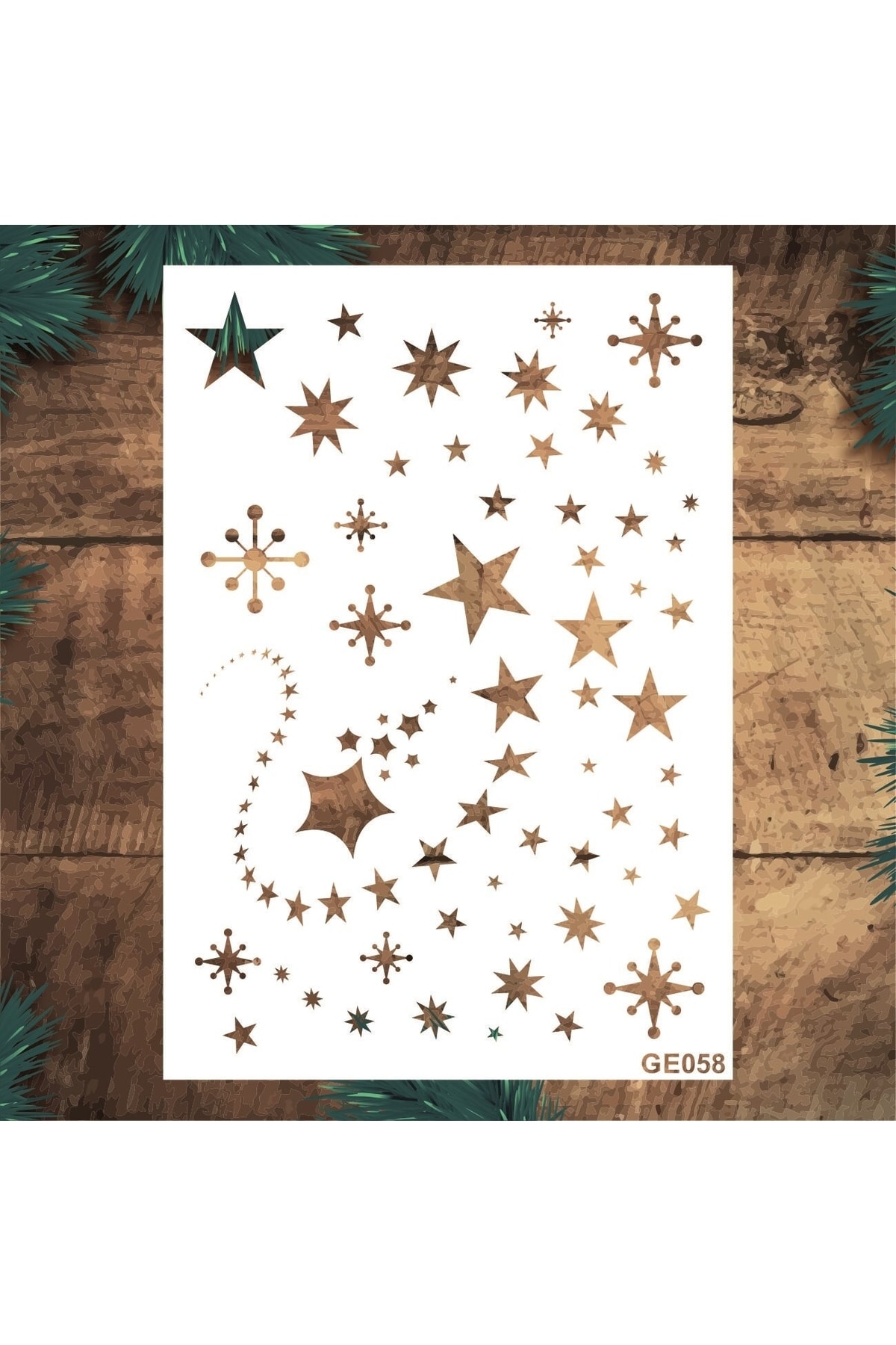 STENCİLTASARIM Stencil Tasarım Ge058 Yıldız - Dekoratif Duvar Ve Eşya Boyama Şablonları 21*30cm
