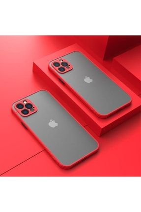 Iphone 13 Pro Max (6.7) Uyumlu Kılıf Kamera Korumalı Darbe Önleyici Mat Telefon Kılıfı Kırmızı 13Promaxhux