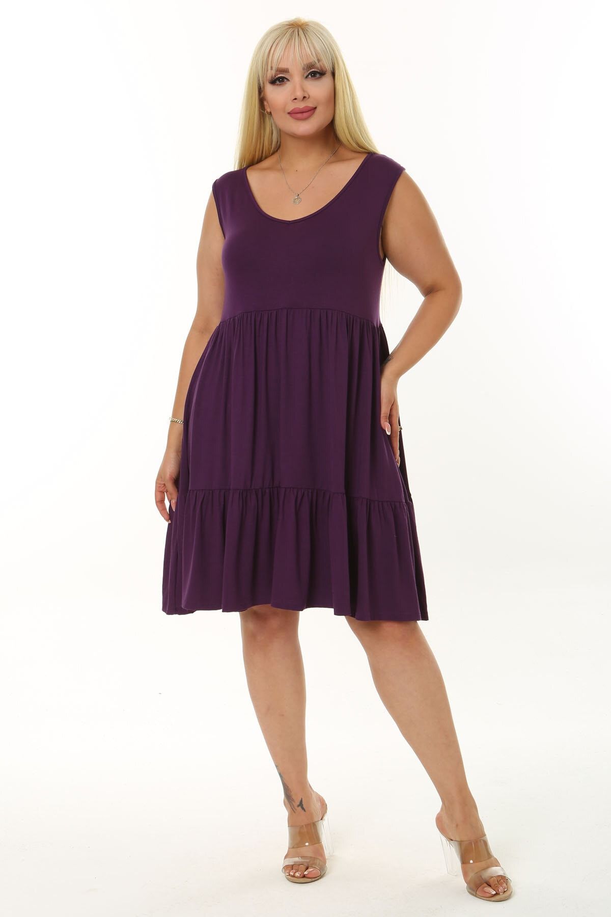 Plus size on sale purple skater dress