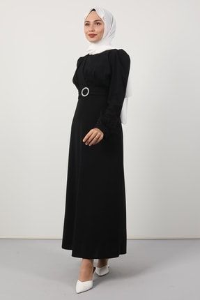 Kolu Tüylü Kalem Elbise Siyah 2251630