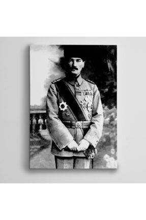 Atatürk Siyah Beyaz Asker Kıyafeti Ile Kanvas Tablo 60 x 85 cm VK4165-2980