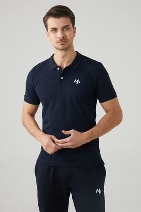 Erkek Polo Yaka Lacivert T-shirt Tekstil 201-5005mr 300 201-5005MR 300