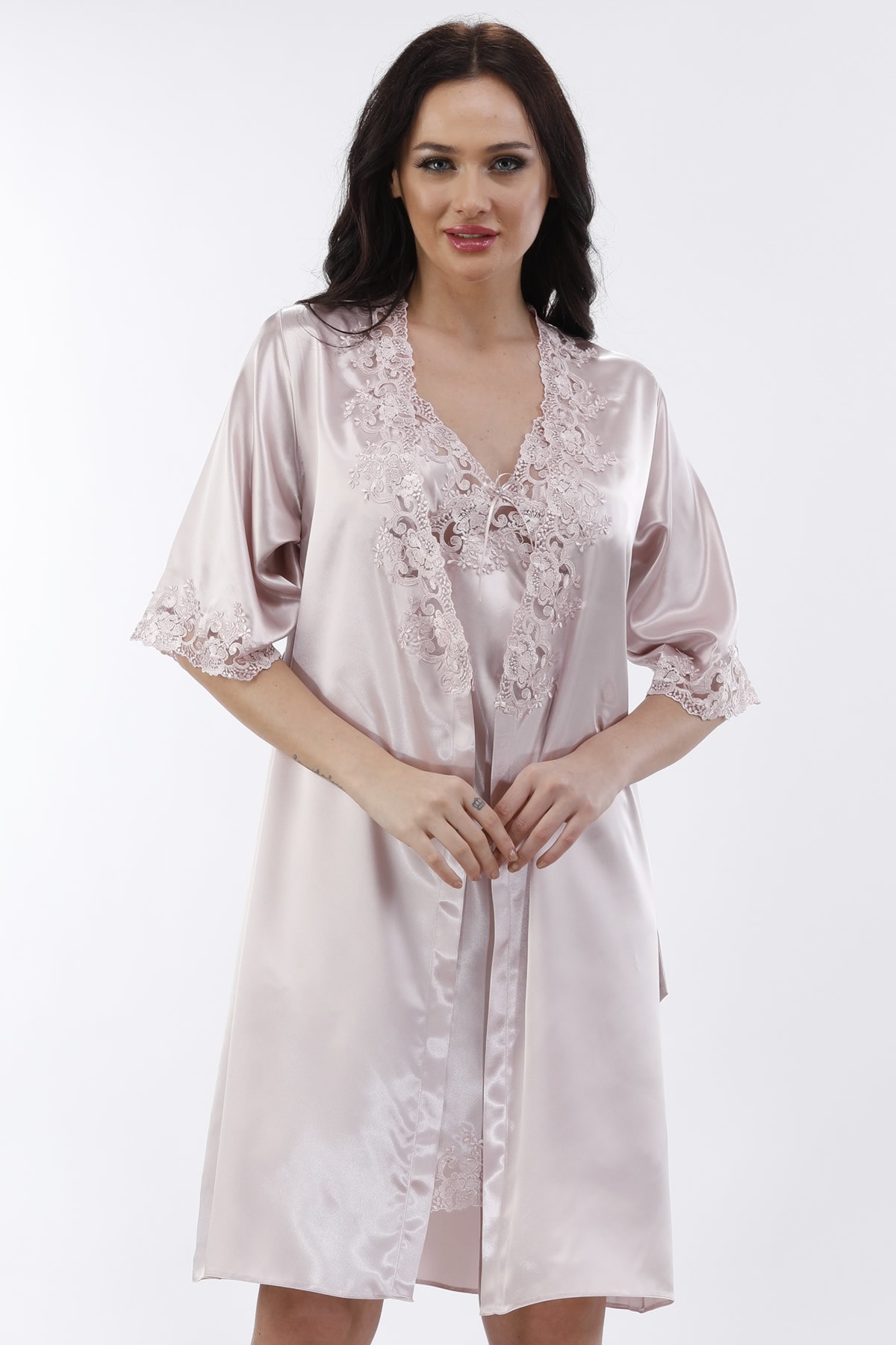 Espuar İkili Saten Gecelik Sabahlık Takım