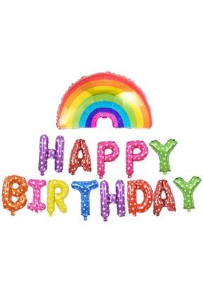 Happy Birthday Gökkuşağı Rainbow Balon Seti happyrainbow