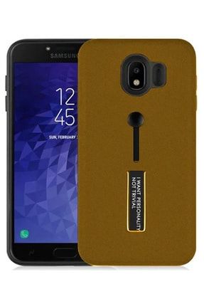 Samsung Galaxy J4 Selfie Yüzüklü Stantlı Kılıf Kahverengi SAMSUNGJ4-OLİVEC