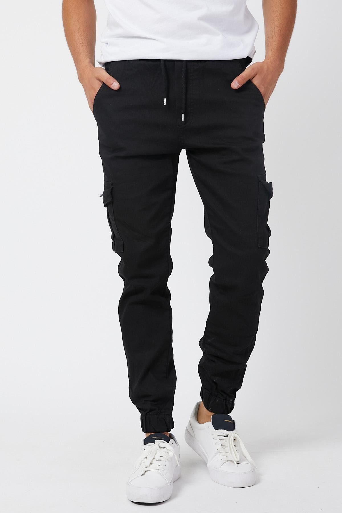Serseri Slim Fit None Denim Yandan Cepli Bel Bagcikli Pacalari Lastikli Esnek Kumas Erkek Kargo Pantolon Trendyol