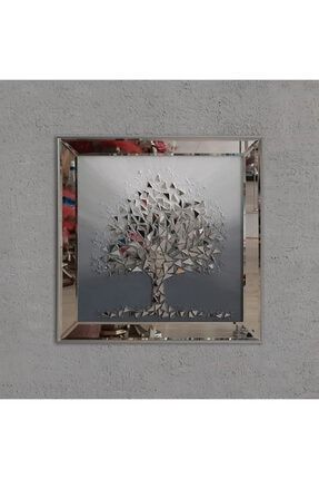 İzabel Gri Ağaç Mozaik Ayna 60x60 cm ATL-1022-1