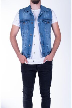 Zenet Jeans Erkek Slimfit Buz Mavisi Kot Yelek Trendyol