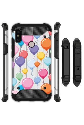 Xiaomi Redmi Note 6 Pro Kılıf Desenli Sert Korumalı Zırh Tank Kapak - Balonlar redminote6procupcrash18