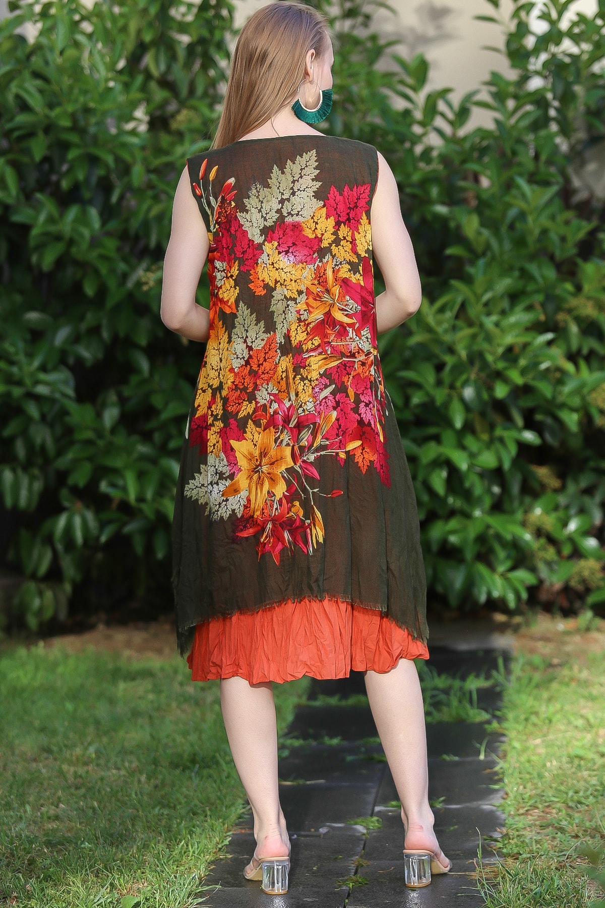 Chiccy Kadın Kahverengi Dev Turuncu Lilyum Çiçek Desenli ...