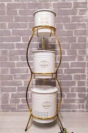 Yildiray Metal Luks Metal Standli 2 Katli Patates Sogan Kovasi Krem Trendyol