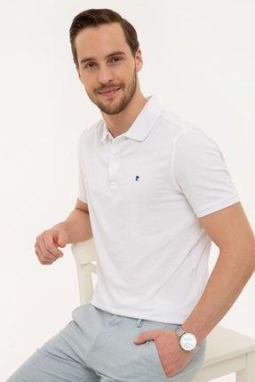 Erkek Beyaz Slim Fit Polo Yaka T-Shirt G021GL011.000.1086983