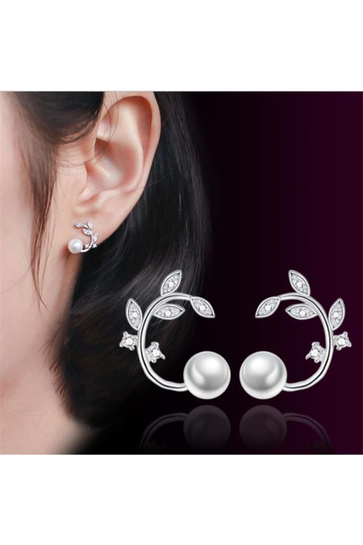 گوشواره نقره ای سفید زنانه های شاخه کتاب مقدس Luminiso