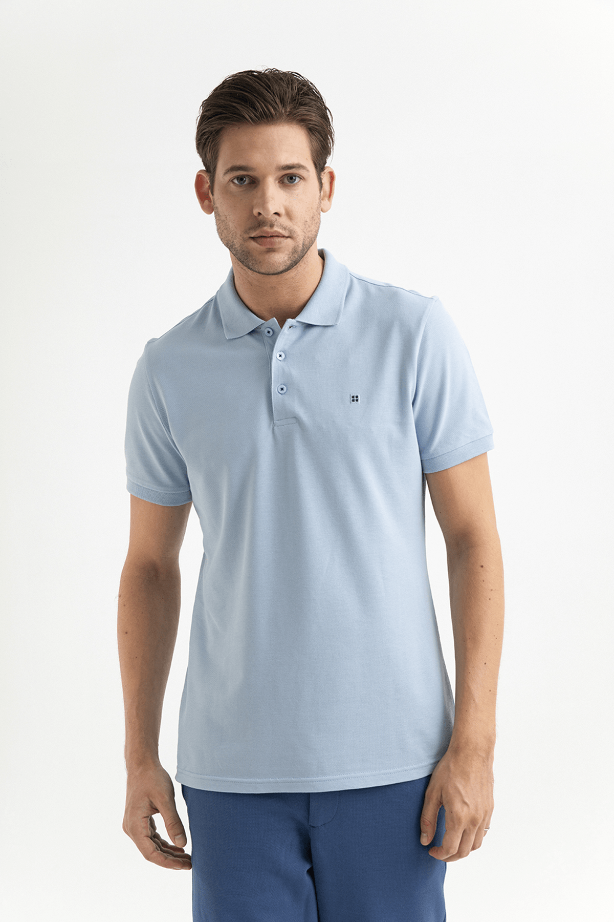 Avva Erkek Mavi Polo Yaka Duz T Shirt A01b1175 Trendyol