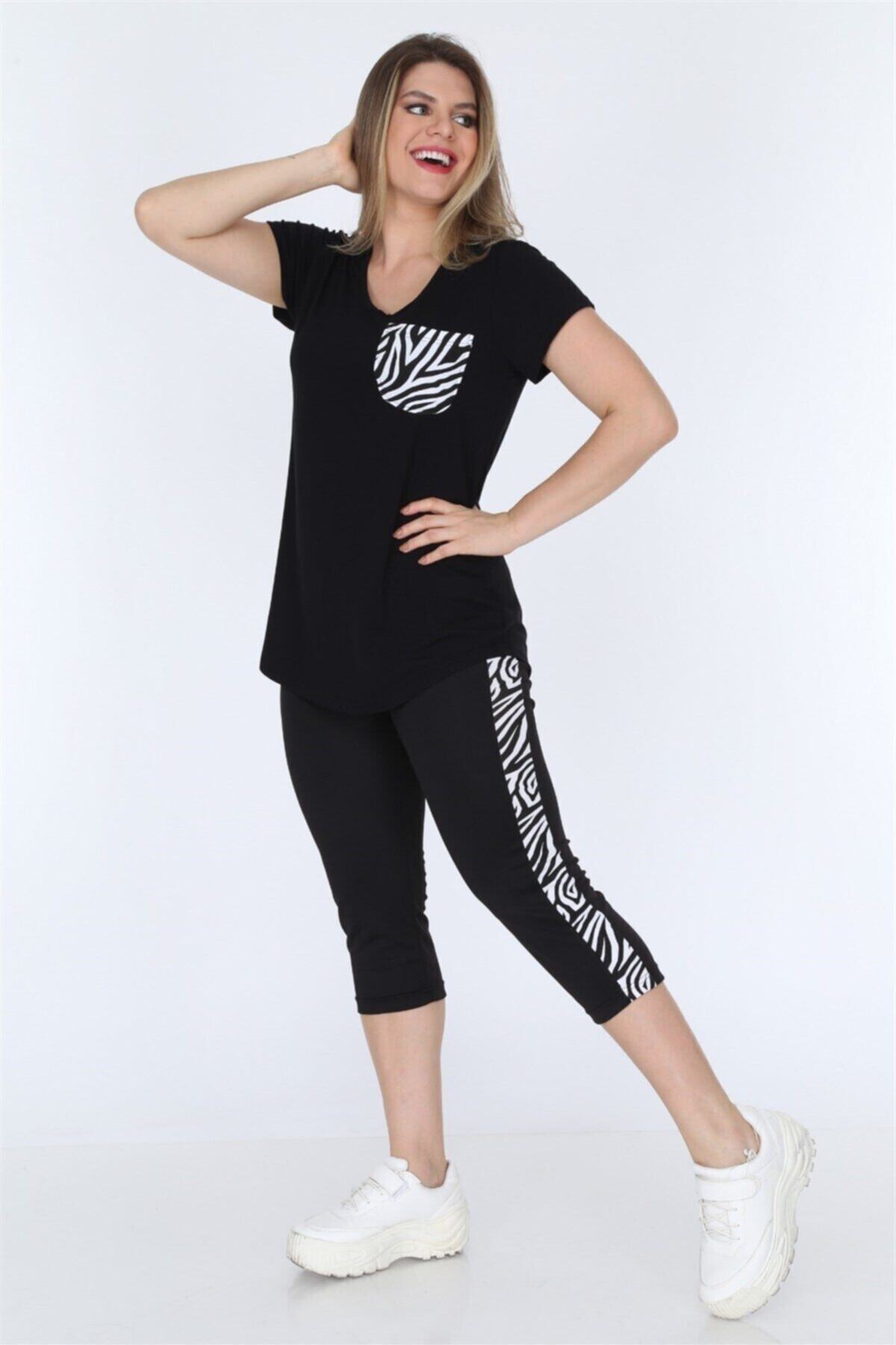 MJORA-Set de lenjerie și tricou cu dungi zebră neagră 3