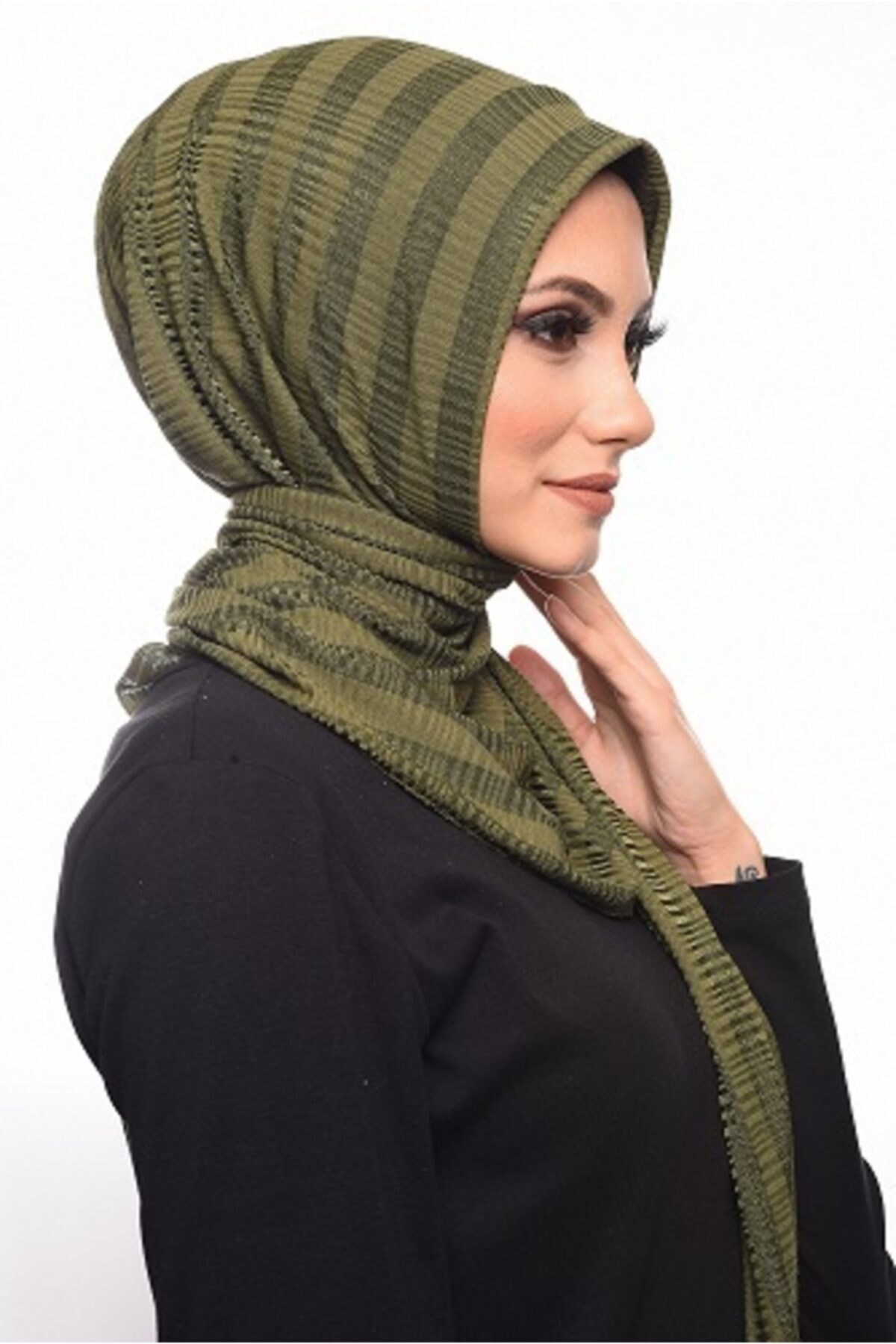 hurrem sal hazir sal esarp hurrem cizgili haki fiyati yorumlari trendyol