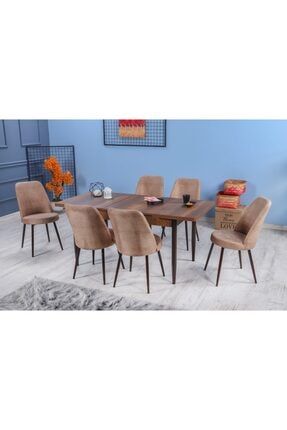 stoker velar premium yemek odasi yemek masa takimi 6 sandalyeli ahsap ayakli fiyati yorumlari trendyol