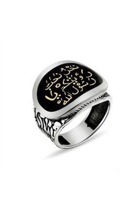 Arapça Biz Seni Görmeden Sevdik Ya Resulallah Yazılı 925 Ayar Gümüş Erkek Yüzüğü NS5073-23