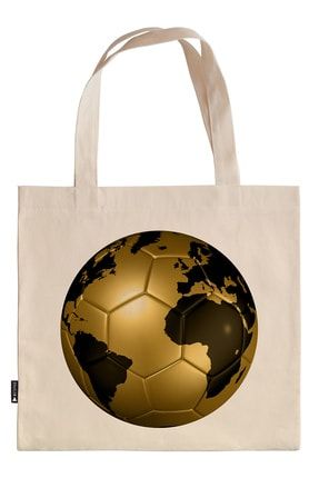 Mespho Dunya Desenli Altin Futbol Topu 35x40 Cm Baskili Ham Bez Canta Trendyol