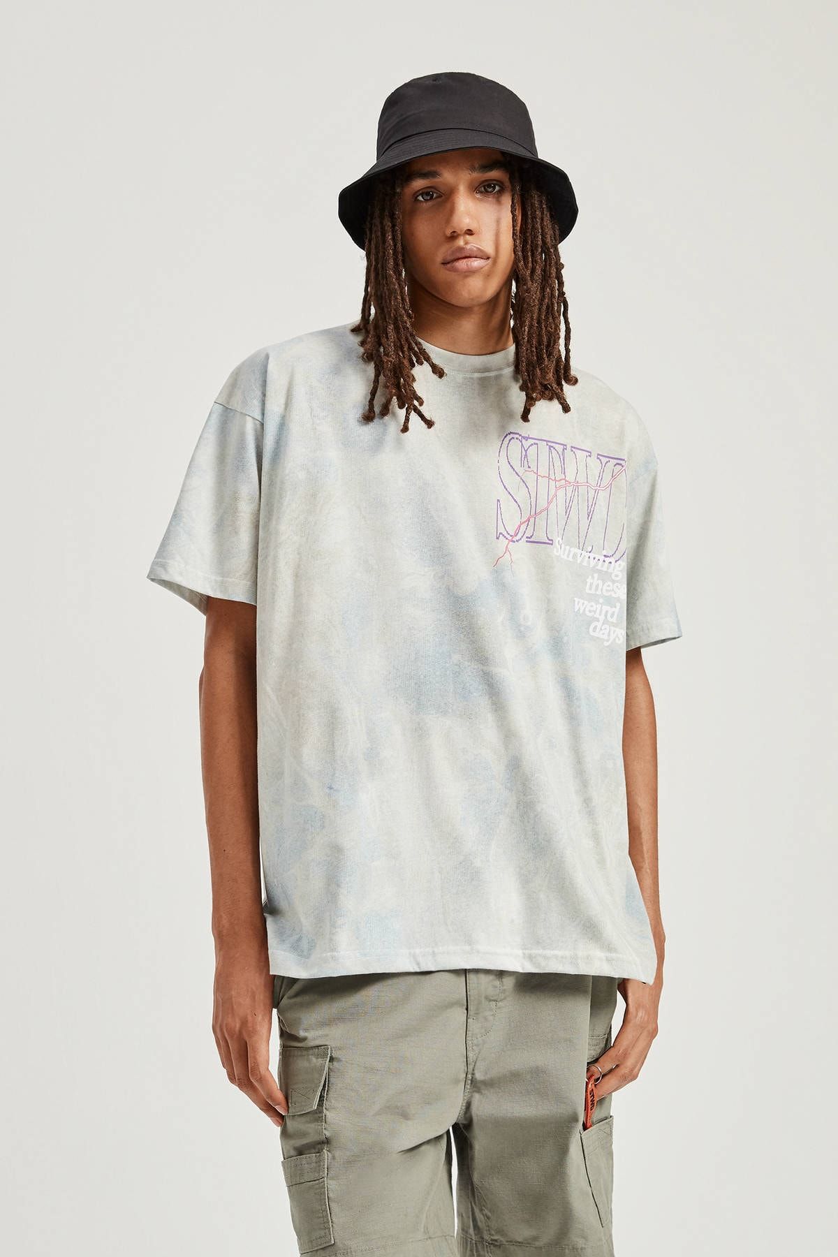 Pull Bear Erkek Mavi Stwd Batik Desenli T Shirt 09247521 Trendyol