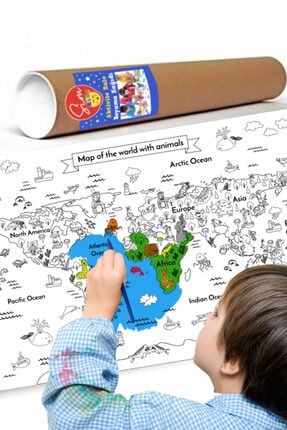 Sim Kids Dünya Haritası Aktivite Rulo Boyama Kağıdı SMKDSDNYHRT1