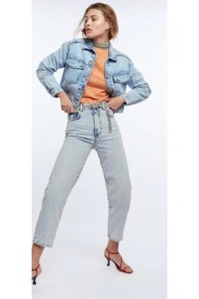 Kadın Mavi Mom Jeans Denim Kot Pantolon 517857