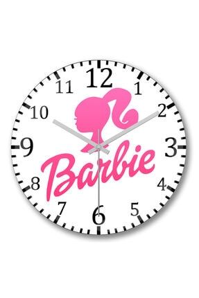 Barbie Logo Duvar Saati Bombeli Gercek Cam S7329