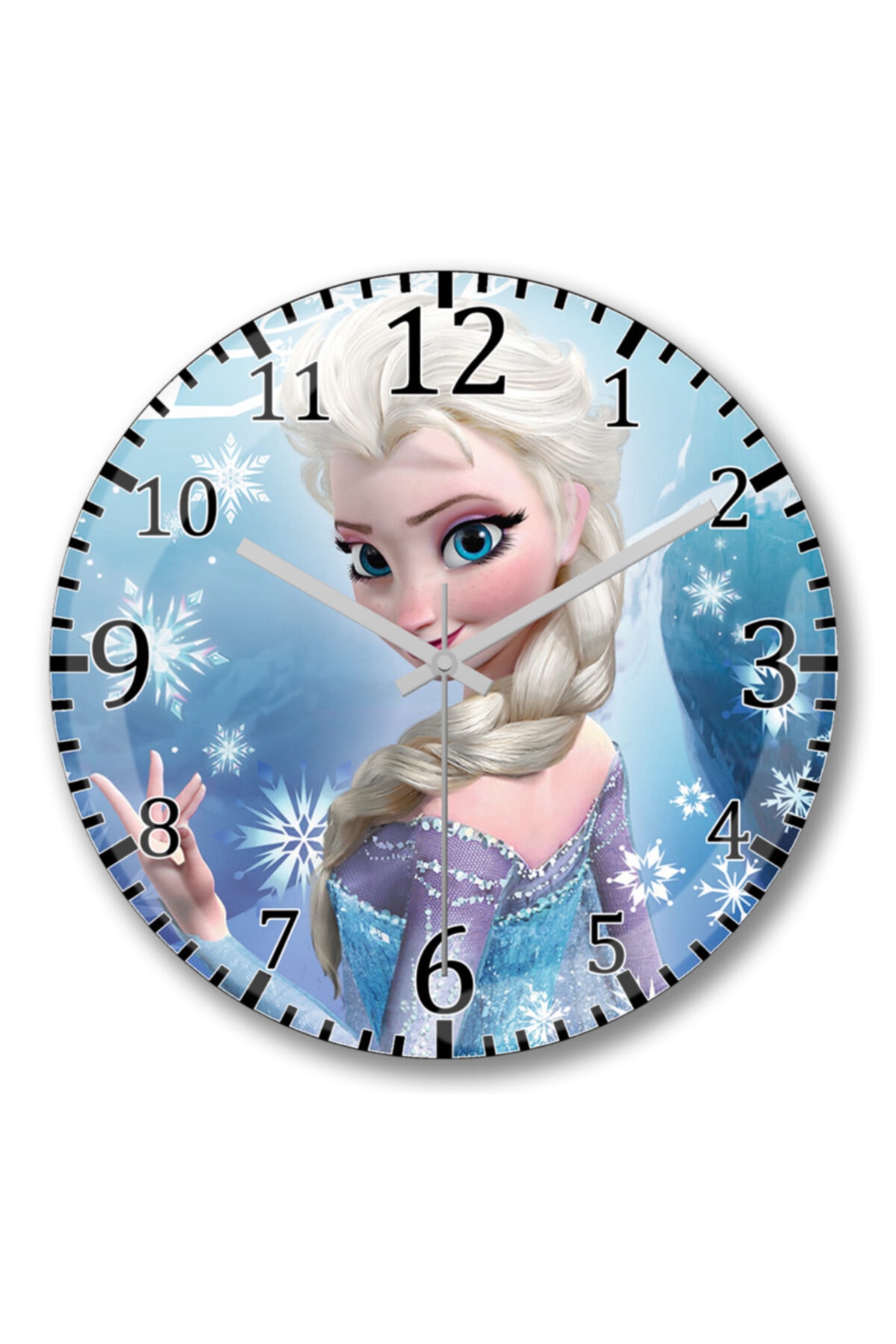 Baskı Dükkanı Frozen Elsa Duvar Saati Bombeli Gercek Cam