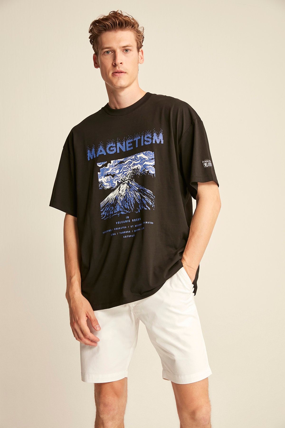 Grimelange Erkek Siyah Basic On Beden Baskili Bol Kesim T Shirt Trendyol