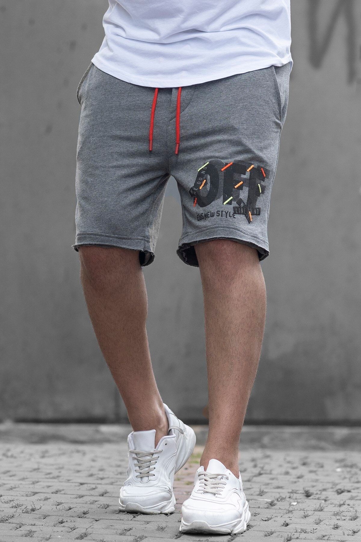 Madmext Baskili Gri Erkek Sort 4247 Trendyol