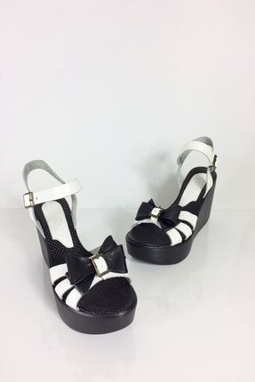 Kadın Siyah Deri Günlük Dolgu Topuklu Ayakkabı KDYT-09