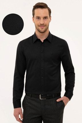 Pierre Cardin Erkek Lacivert Slim Fit Armurlu Gomlek Trendyol