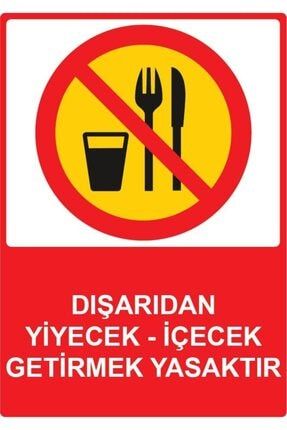 Dışarıdan Yiyecek İçecek Getirmek Yasaktır Uyarı Levhası L1020