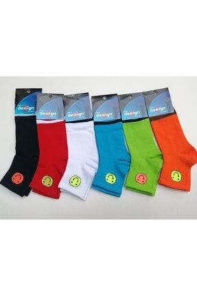 Unisex 6'lı Desing Emojili Patik Çorabı 5002435