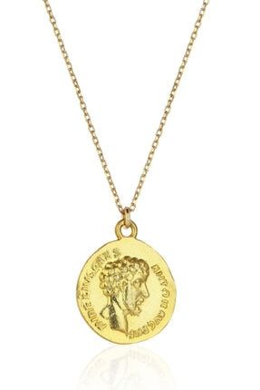 Gümüş Madalyon Kolye - Marcus Aurelius - Altın Kaplama MMND-GMK-MARC
