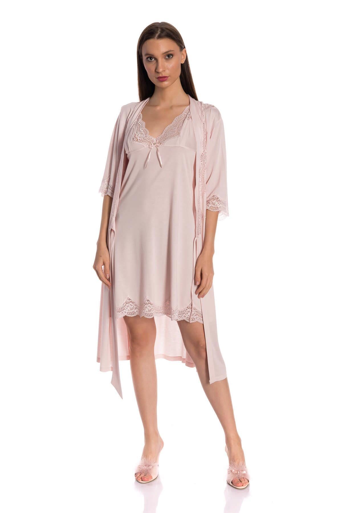 Espuar Pudra Ikili Penye Gecelik Sabahlık Takım