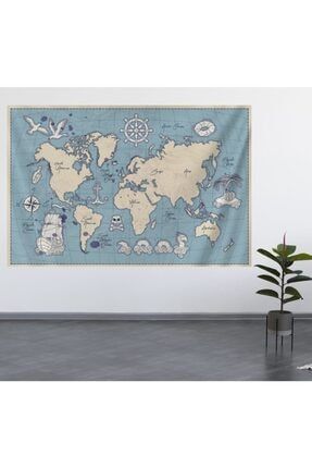 Dünya Haritası Model Duvar Örtüsü (70x100, 100x140, 140x200) DYHEYWT45YW