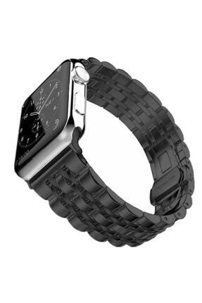 Krd-14 Apple Watch 5 Kordon Metal Katlamalı Paslanmaz Çelik Siyah 38mm Genç Yetişkin Unisex BLPLKRD14S