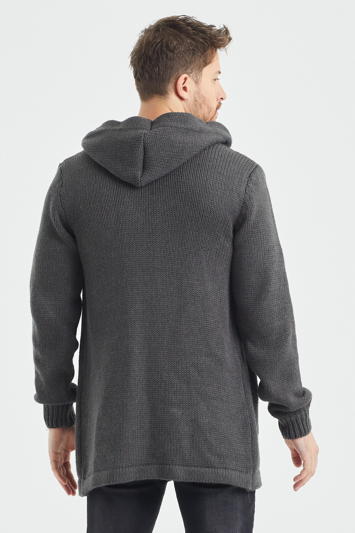 Tarz Cool  Erkek Füme Desenli Triko Hırka- Hrk8085r01s - Görsel 5