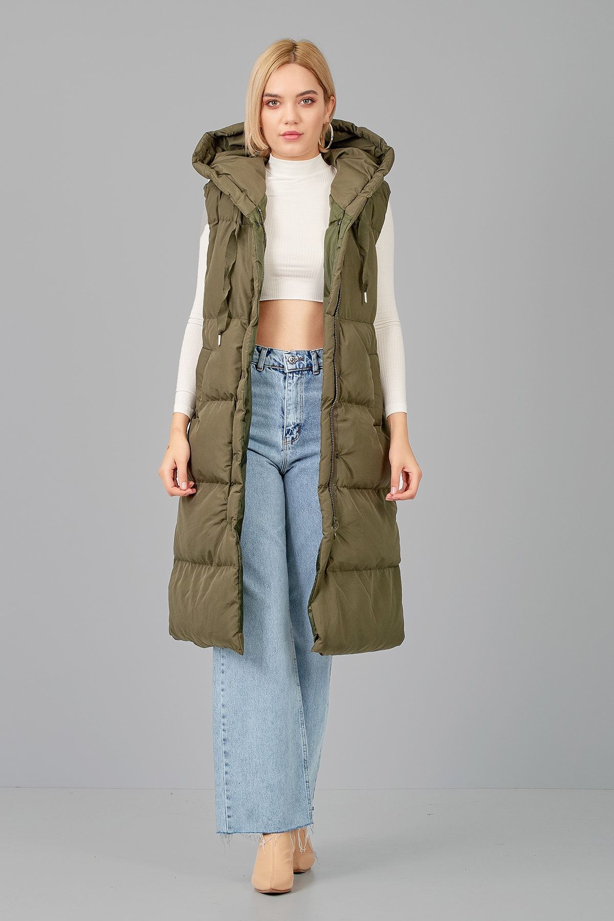 ladyzey-Women's Long Hooded Puffer Vest 2