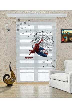 Örümcek Ağıyla Spiderman Baskılı Zebra Perde-çocuk Odası Perdesi-dijital Baskılı Zebra Stor Perde PZ-529-B