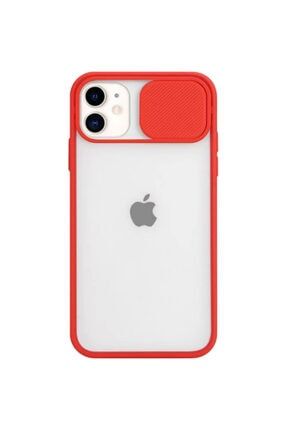 Iphone 12 Mini 5.4'' Uyumlu Kamera Lens Korumalı Sürgülü Lüx Kırmızı Kılıf ZÇ-08-İPHONE-12MİNİ