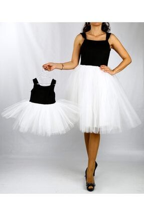 Hotice Anne Kız Spor Abiye Parti Elbise Siyah Beyaz (TEKLİ FİYAT) HTC20/28