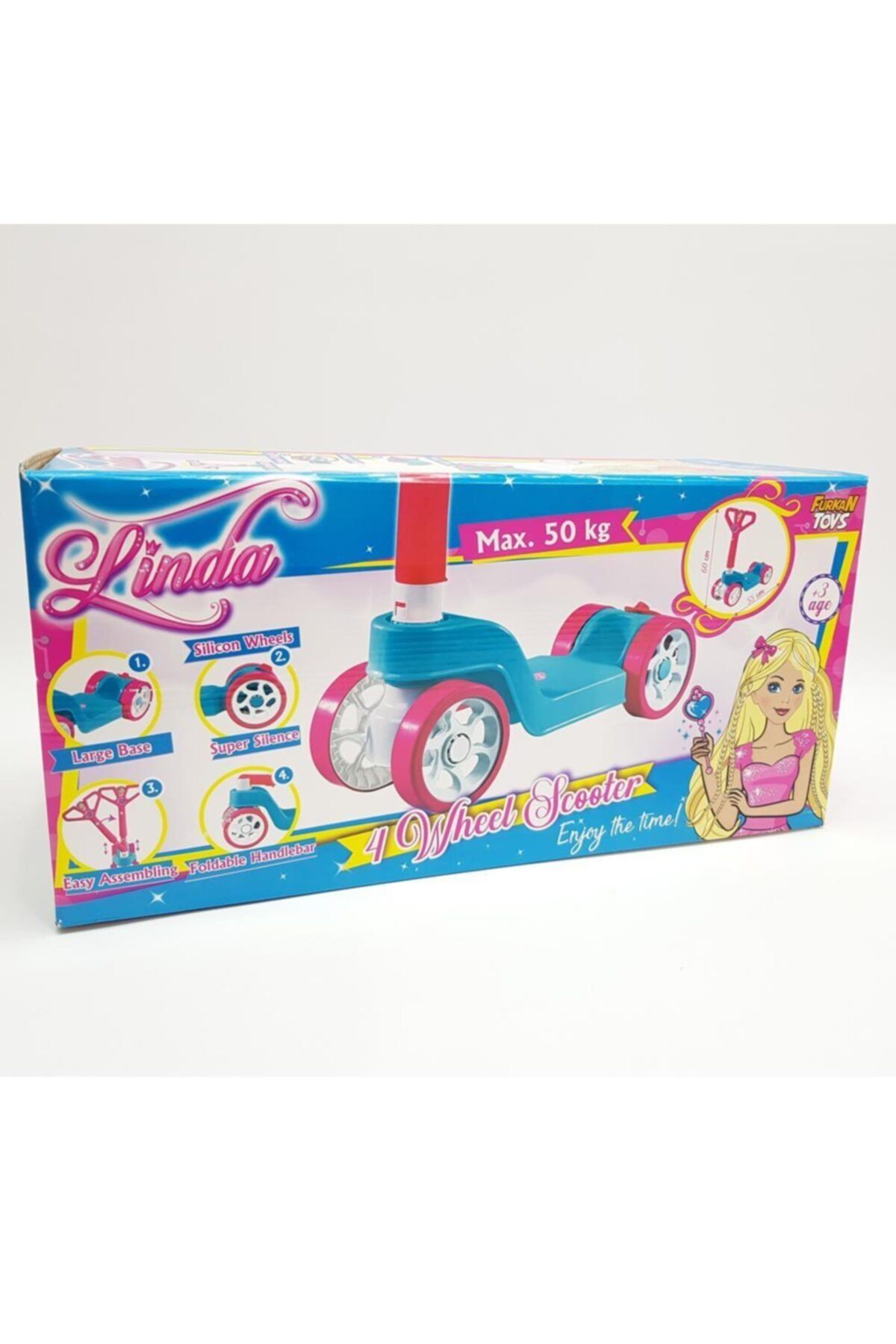 اسکوتر کودکان چند رنگ مردانه و زنانه نارنجی Linda 4 Scooter Seading قابل تاشو 3 6+ سن Furkan Toys