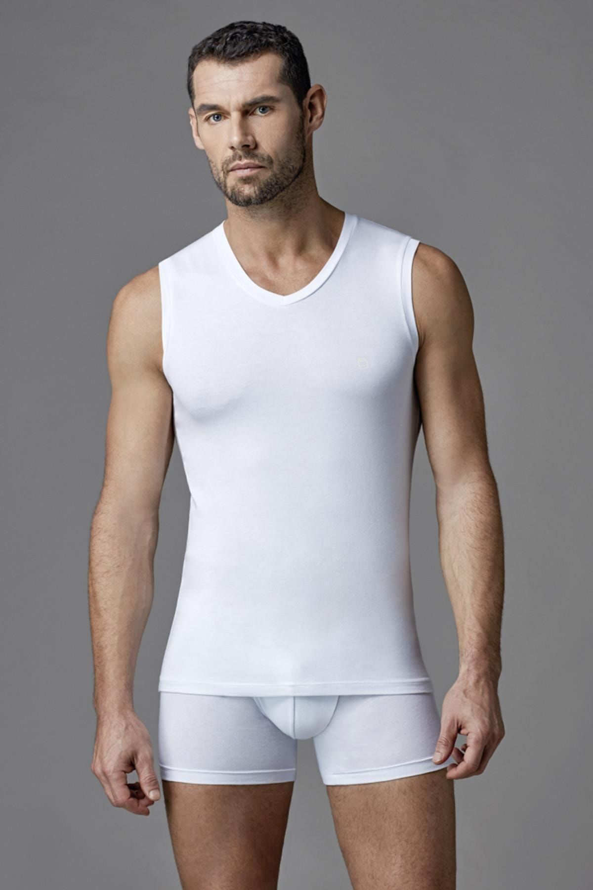 DAGİ White Shapewear Basic Tanktop, V-Neck, Slim Fit, Sleeveless Underwear  for Men 2024, Buy DAGİ Online