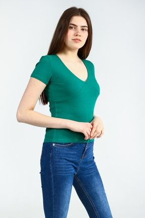 Yeşil Kadın Yeşil Spor Regular Kısa Kol T-shirt UCB142499A47 - RPT